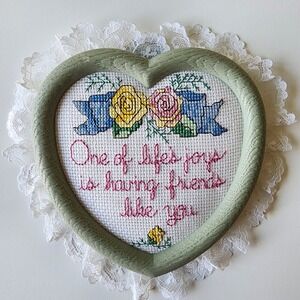 Life's Joy Is Friends Like You Gift Handmade Heart Picture Cross Stitch  Grannie